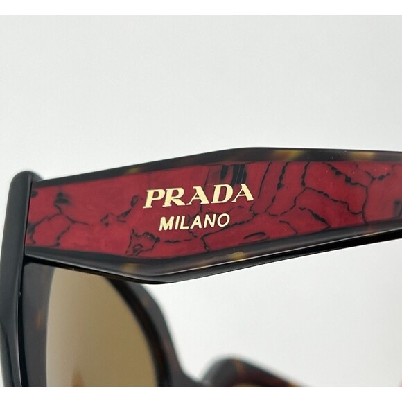 NIB $440 Womens PRADA Sunglasses 2AU5Y1 Tortoise Shell Red Marble Polarized 52mm - Picture 9 of 11